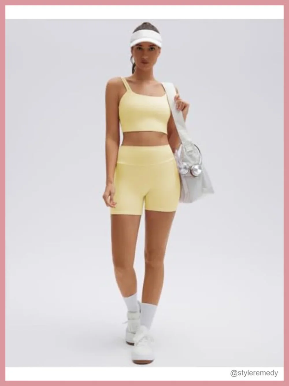 Twist Back Crop Tank & High Waisted Bike Short Set - Nylon Elastane